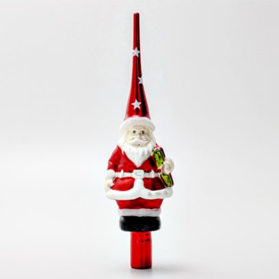 Елочная игрушка Верхушка для елки Дед Мороз красный