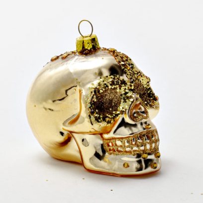 Елочная игрушка Череп Череп золотой