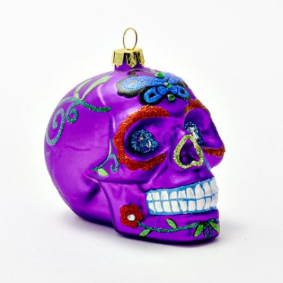 Елочная игрушка Череп сиреневый