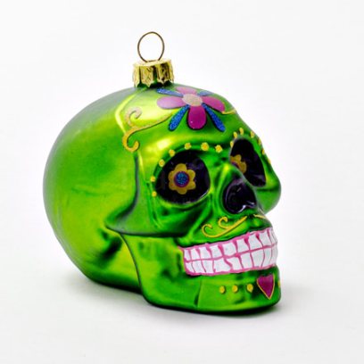 Елочная игрушка Череп зеленый