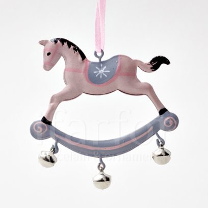 Елочная игрушка Лошадка-качалка с колокольчиками (снежинка)