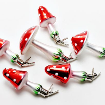 Набор елочных игрушек Грибы. Мухомор на прищепке