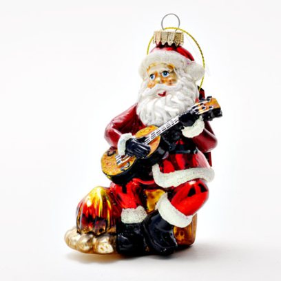 Елочная игрушка Дед Мороз с гитарой
