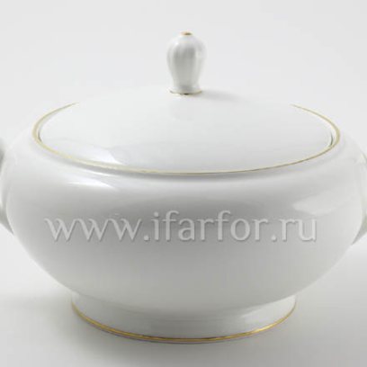 Супница «Золотая лента» Форма: Стандартная. Костяной фарфор. 183 мм.