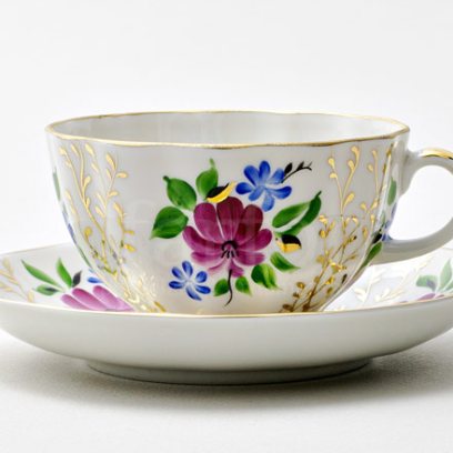 Чашка с блюдцем чайная Золотые травки 1/2 Тюльпан