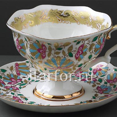 Чашка с блюдцем чайная Розовые цветы 1/2 Наташа