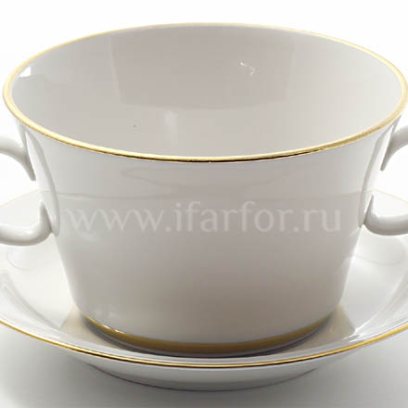Чашка бульонная с блюдцем бульонная Золотая лента 1/2 Молодежная