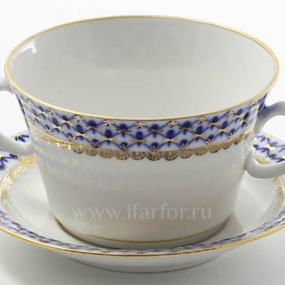 Чашка с блюдцем бульонная Кобальтовая сетка 1/2 Молодежная