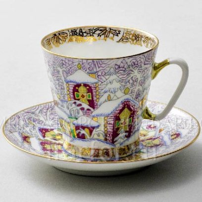 Чашка с блюдцем Зимний день 1/2 Черный кофе