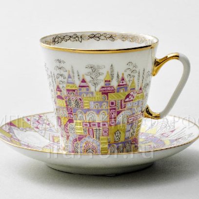 Чашка с блюдцем кофейная Дворцы 1/2 Черный кофе