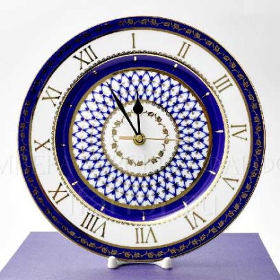Часы-тарелка в подарочной коробке Кобальтовая сетка Европейская-2