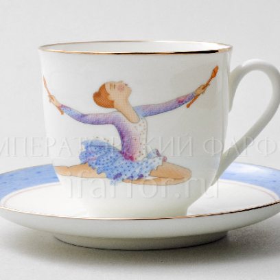 Чашка с блюдцем кофейная Художественная гимнастика. Булавы 1/2 Ландыш