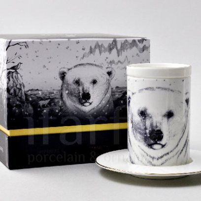Бокал с блюдцем и крышкой в подарочной коробке Тотем. Медведь