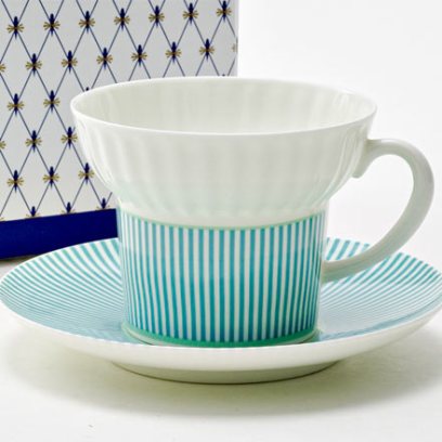 Чашка с блюдцем чайная Геометрия 3 1/2 Волна