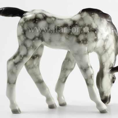 Скульптура Жеребенок пасущийся Серый в яблоках