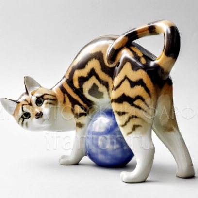 Скульптура Кошка с клубком Мраморный