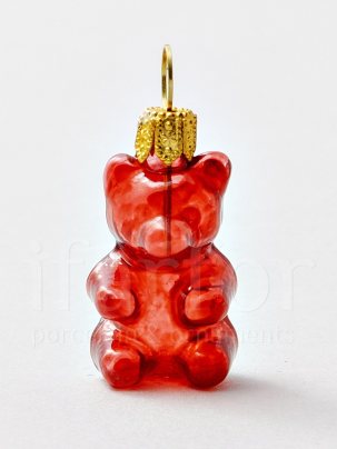 Елочная игрушка Леденцовый мишка (красный) 20 x 45 мм.