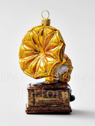 Елочная игрушка Ретро Техника. Граммофон 50 x 100 мм.
