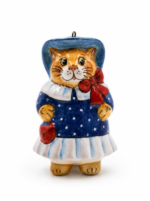 Елочная игрушка Кошечка в шляпе