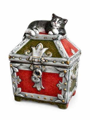 Шкатулка Ларь с котом 85 x 120 мм.