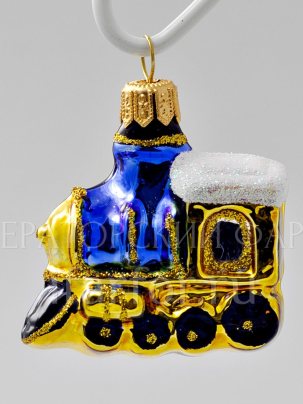 Елочная игрушка Паровоз синий 63 мм.