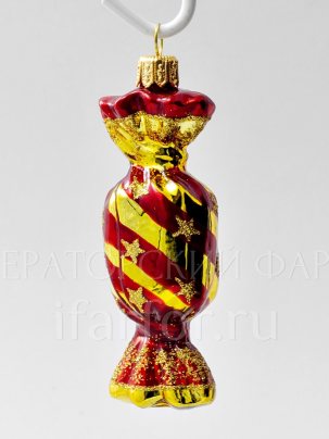 Елочная игрушка Конфета квадратная Конфета. Полоски 107 мм.