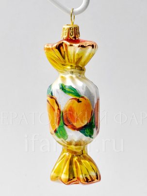 Елочная игрушка Конфета квадратная Конфета. Абрикос 105 мм.