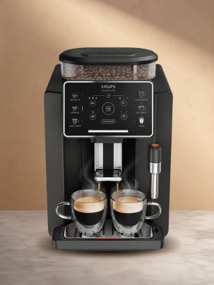 Кофемашина автоматическая Krups Sensation C50 EA910810, с 5 рецептами, паровой трубкой для пены и световой индикацией, черная, Франция