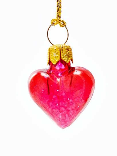 Елочная игрушка «Леденцовое сердечко (бордовое)» Стекло. 20 x 35 мм.