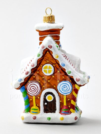 Елочная игрушка «Пряничный домик» Стекло. 85 x 130 мм.