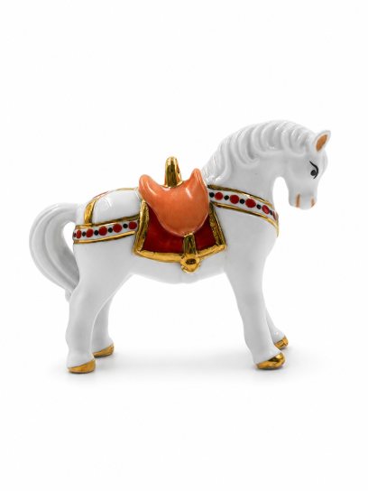 Елочная игрушка «Лошадка» Фарфор. 30 x 67 мм.