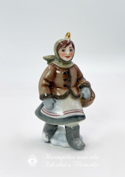 Елочная игрушка «Двенадцать месяцев. Падчерица» Фарфор. 50 x 100 мм.