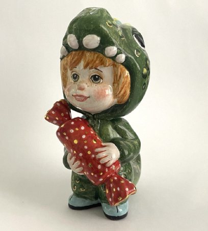 Елочная игрушка «Малыш-дракончик» Майолика. 70 x 105 мм.