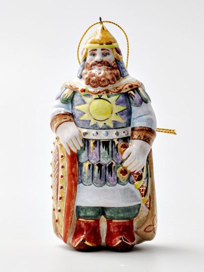 Елочная игрушка «Богатырь» Форма: Богатырь. Майолика. 65 x 130 мм.