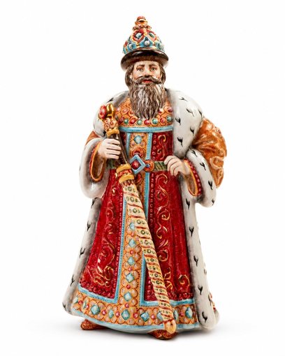 Скульптура «Сказка о золотом петушке. Царь Дадон» Майолика. 125 x 236 мм.