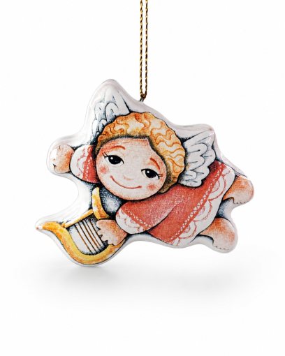 Елочная игрушка «Ангел красный» Майолика