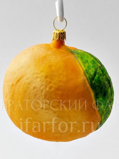 Елочная игрушка «Ягоды и фрукты. Апельсин» Стекло. 75 x 85 мм.