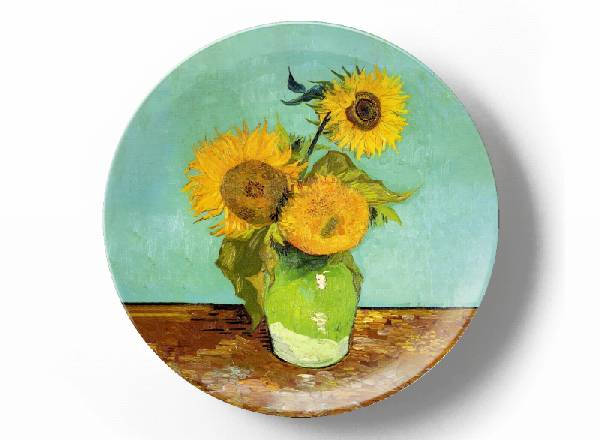 Декоративная тарелка Винсент Ван Гог Подсолнухи в зеленой вазе