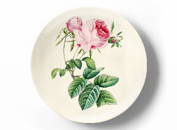 Decorative plate Pierre-Joseph Redouté Rose three buds