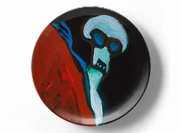 Decorative plate Greg Van Dyke Preparing for an alien attack on the playground