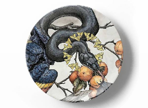 Decorative plate Lauren Marx Snake and apples