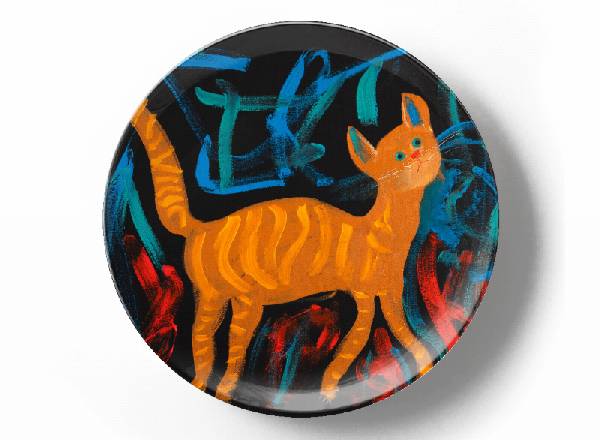 Decorative plate Greg Van Dyke Curious cat
