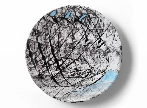 Decorative plate Greg Van Dyke Moths over the sea at Mt. Fuji