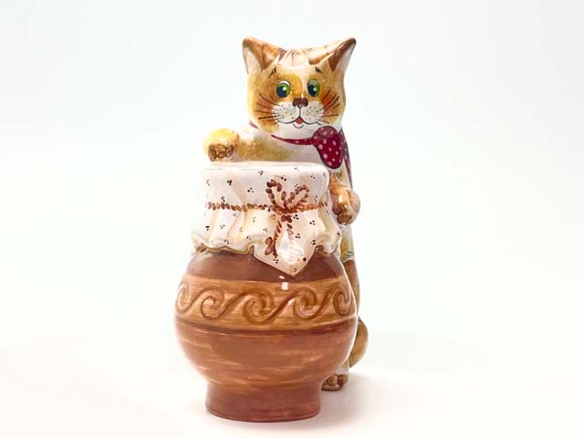Скульптура «Кошка с крынкой» Форма: Кошка с крынкой. Майолика. 110 x 70 x 140 мм.