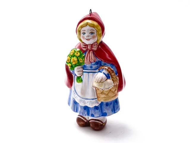 Елочная игрушка «Красная шапочка» Форма: Красная шапочка. Майолика. 50 x 87 мм.