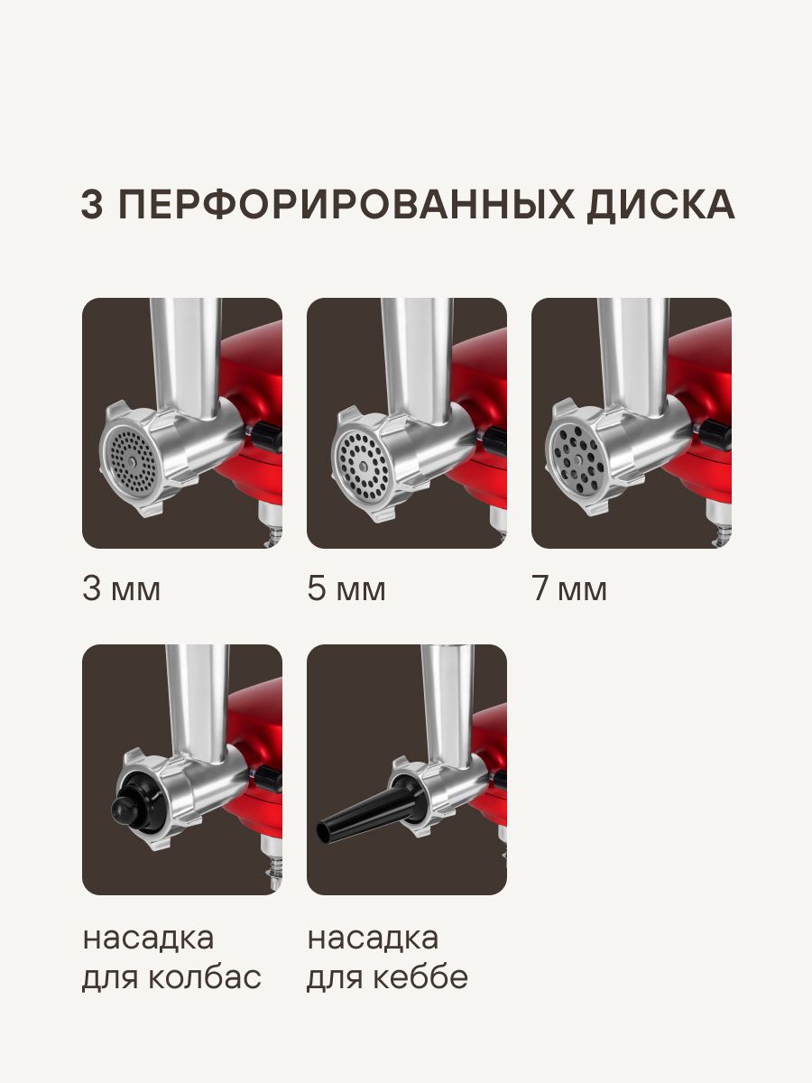 Кухонная машина Rondell RDE-KM900 Кухонный комбайн с мясорубкой, Планетарный миксер с чашей