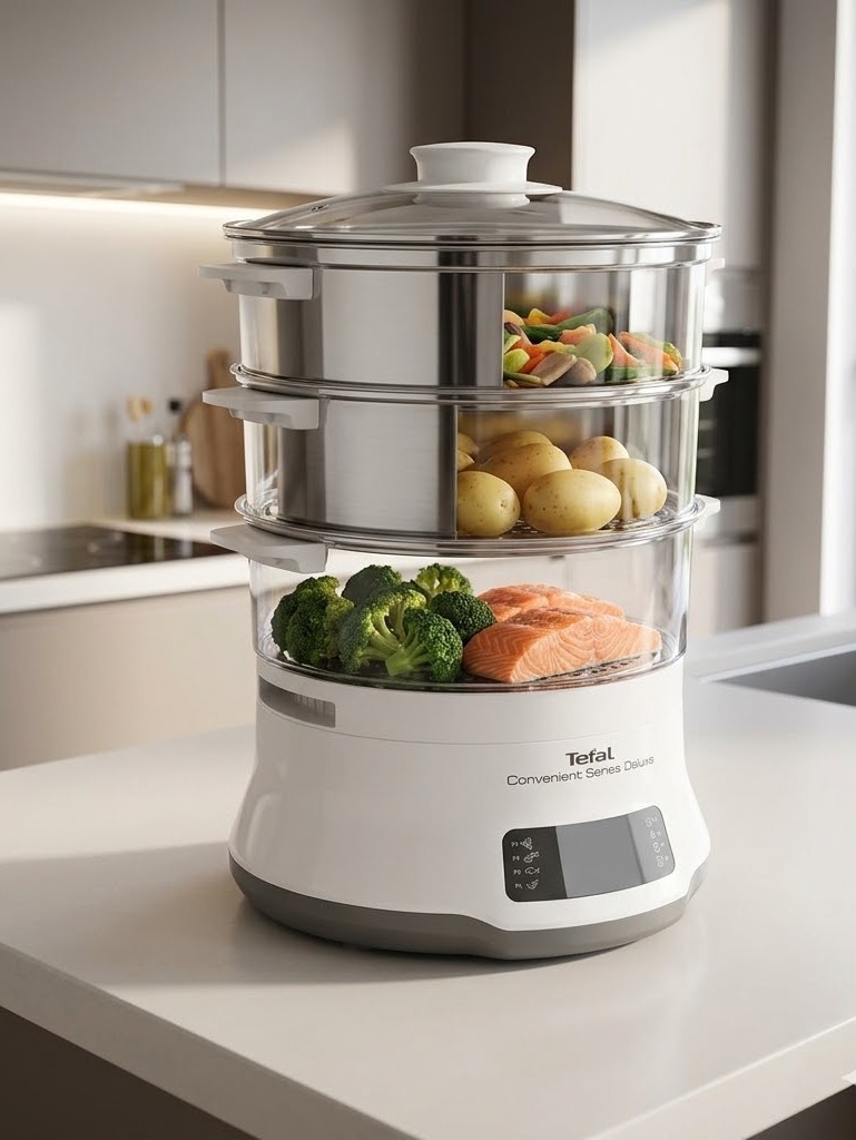 Пароварка электрическая Tefal Convenient Series Deluxe VC502D10 3 яруса