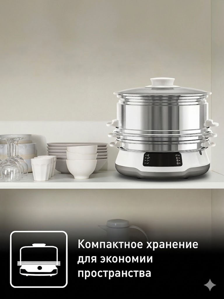 Пароварка электрическая Tefal Convenient Series Deluxe VC502D10 3 яруса