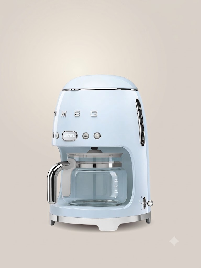 Капельная кофеварка SMEG DCF02PBEU цвет пастельно-голубой глянцевый