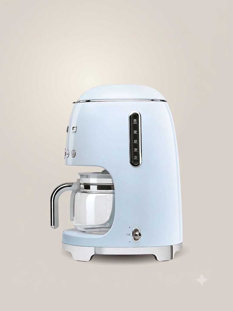Капельная кофеварка SMEG DCF02PBEU цвет пастельно-голубой глянцевый